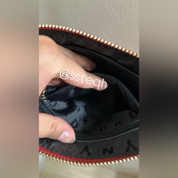 DKNY Red Leather Crossbody Bag with Silver Chain strap INCLUDES Gold Chain Strap - Picture 9 of 10